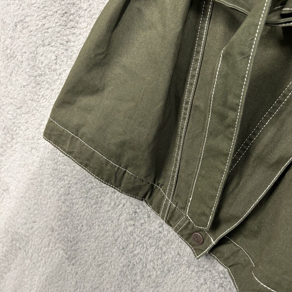 Suzanne Betro Denim Jacket Womens 2XL Olive Green Belted Coat Zip Up - Picture 11 of 16